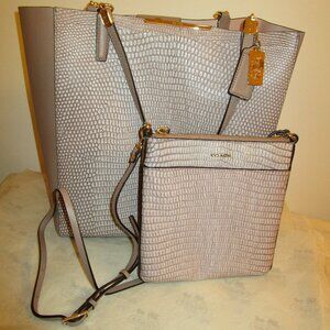 Coach Lizard-Embossed Bonded Tote with Fanny Pack